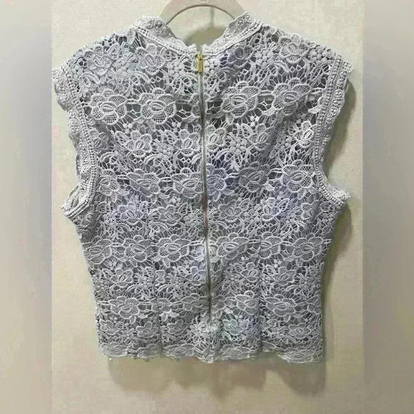 Nanette Lepore Mock Neck Lace Top in Violet/blue Size XL - Picture 8 of 9